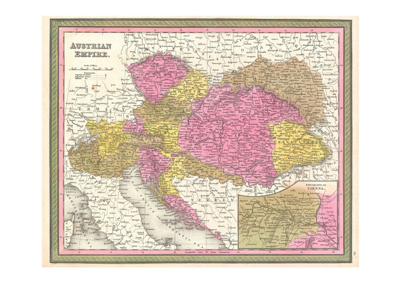 Austria, Hungary and Transylvania Map Mitchell 1850