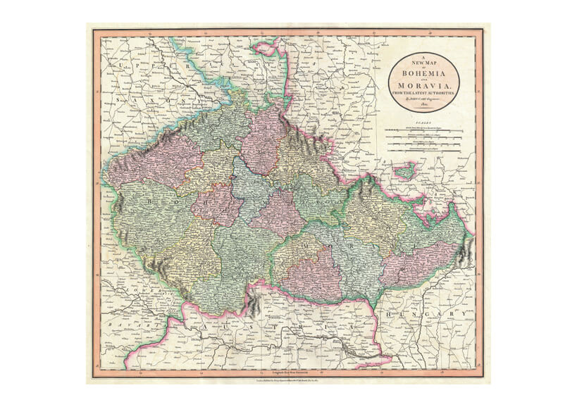 Bohemia and Moravia, Czech Republic Map 1801