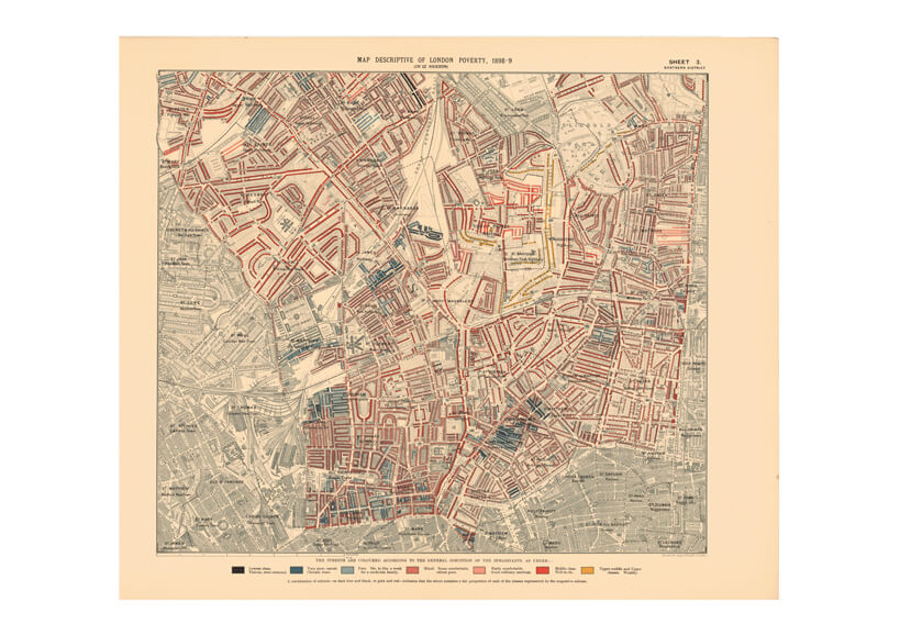 Booths London Poverty Descriptive Map Of London Poverty 1889