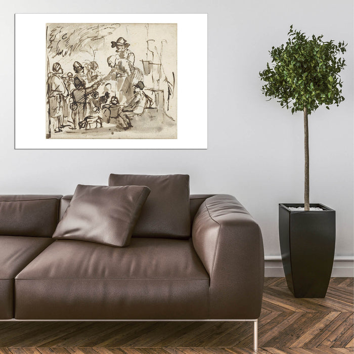 Carel Fabritius - Group of People Sketch