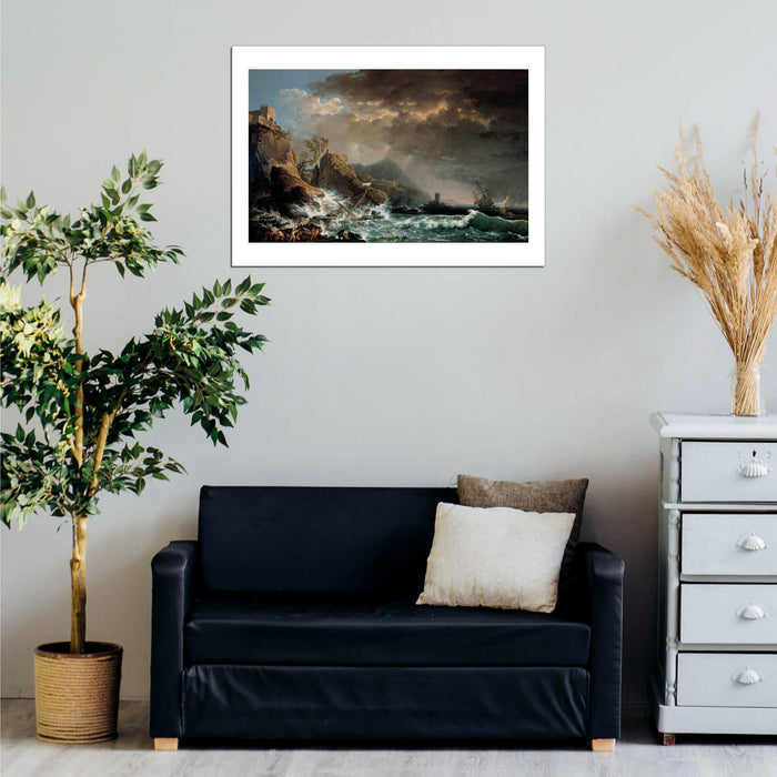 Carlo Bonavia - Shipwreck In A Rocky Inlet