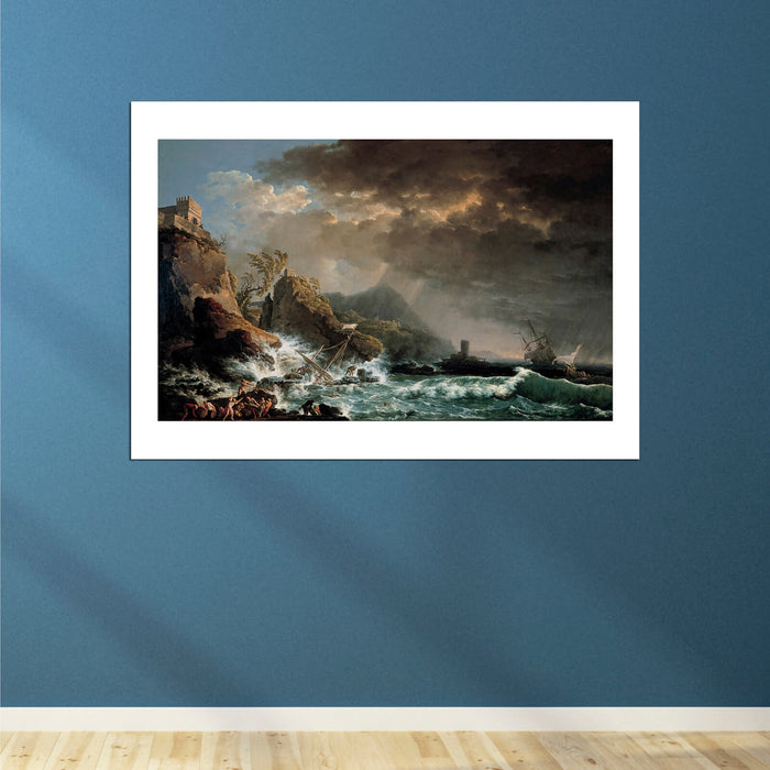 Carlo Bonavia - Shipwreck In A Rocky Inlet