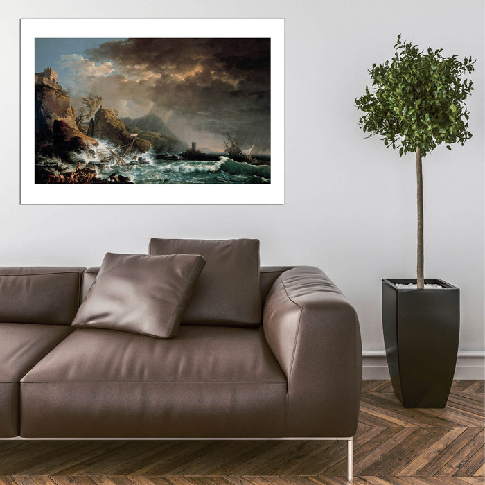 Carlo Bonavia - Shipwreck In A Rocky Inlet