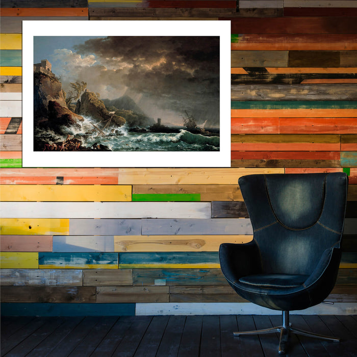 Carlo Bonavia - Shipwreck In A Rocky Inlet