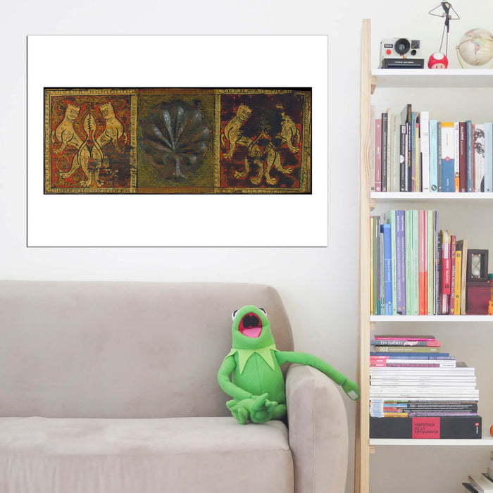 Ceiling Panel With Palm Leaf And Fantastic Animals