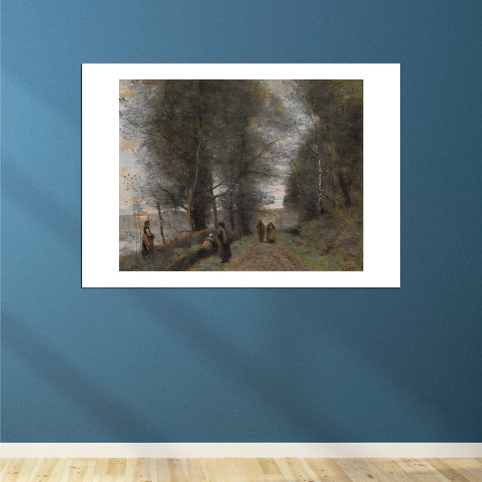 Corot Jean Baptiste Camille Ville d'Avray Woodland Path Bordering the Pond
