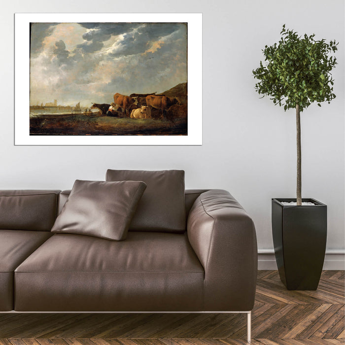 Cuyp Aelbert Cattle near the Maas with Dordrecht in the distance