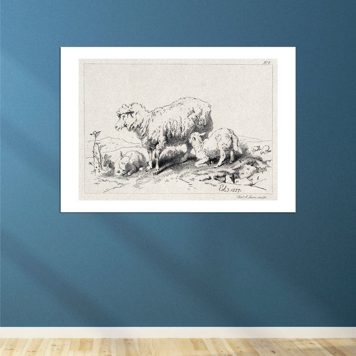 Edwin Landseer - A sheep with two lambs