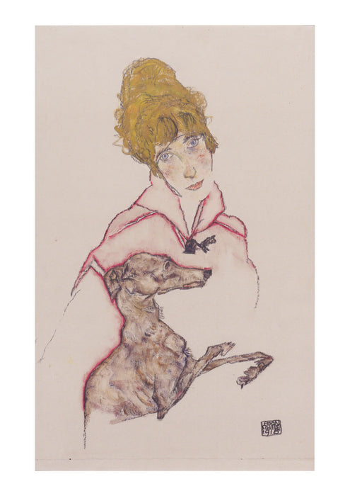 Egon Schiele - Edith Schiele mit Windhund - 1915