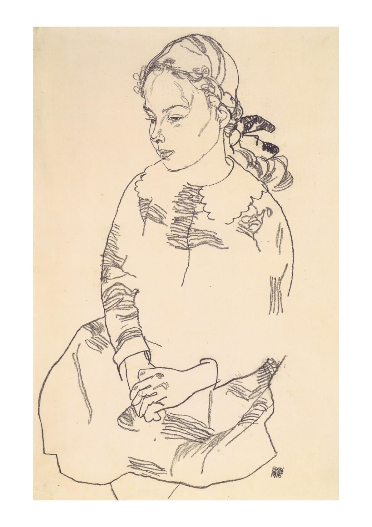 Egon Schiele 線画 木製フレーム付き Amazon.co.jp: エゴンシーレ・[Egon Schiele] プリキャンバス複製画