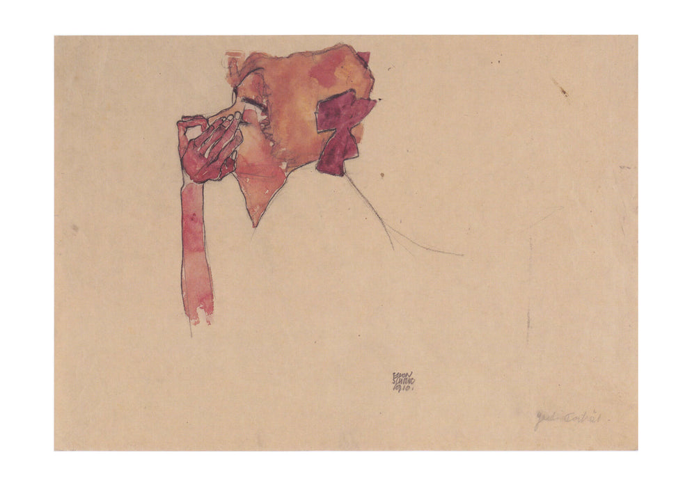 Egon Schiele - Gerti Schiele mit Haarmasche - 1910