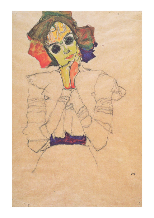 Egon Schiele - Girl with Yellow and Orange