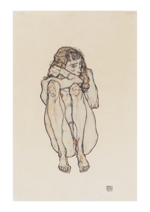 Egon Schiele - Hockender Frauenakt - 1914