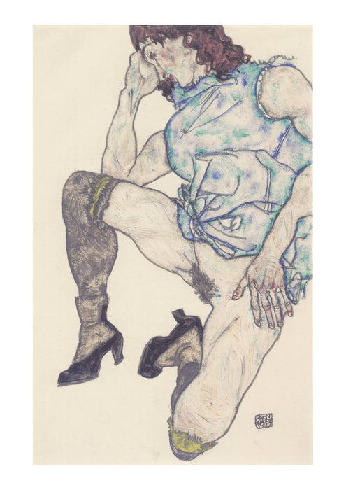 Egon Schiele - Kneeling