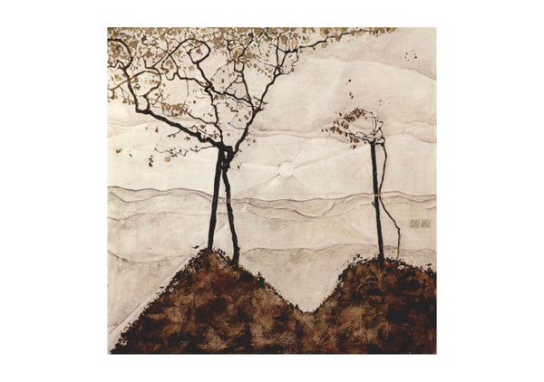 Egon Schiele 線画 木製フレーム付き Landscape with raven (1911) - Egon Schiele | High Quality Print