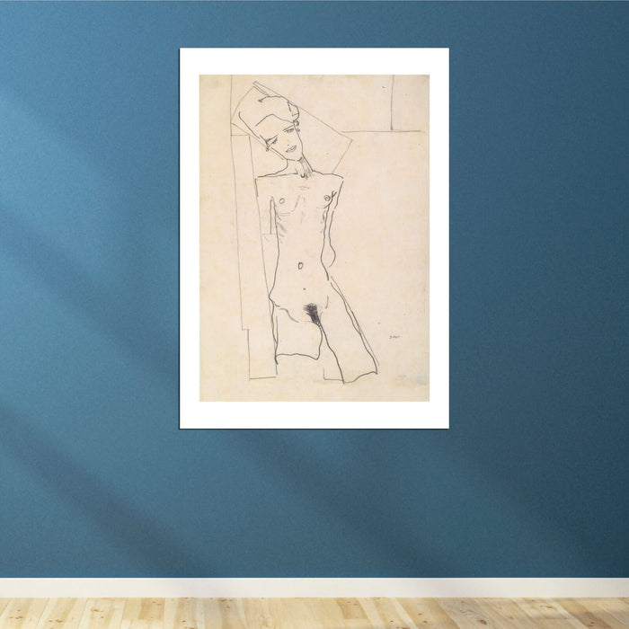 Egon Schiele - Leaning Against Frame