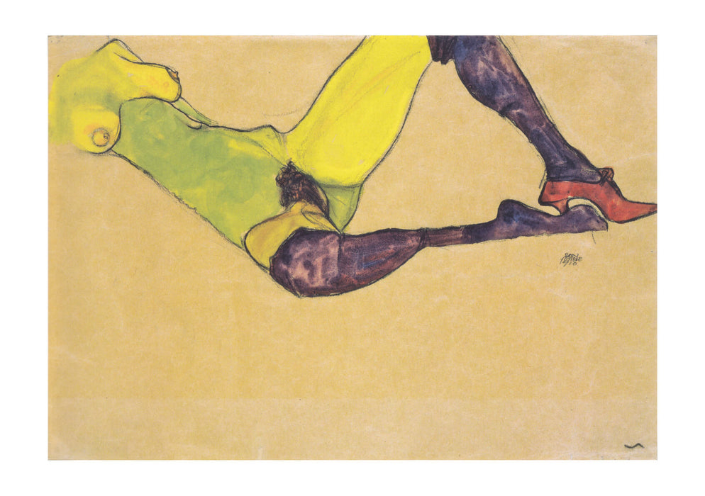 Egon Schiele - Liegender weiblicher Akttorso - 1910