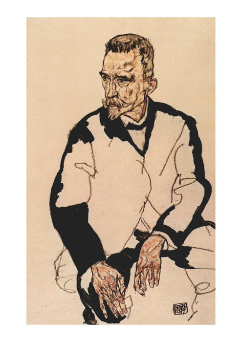 Egon Schiele - Man looking over Right Shoulder
