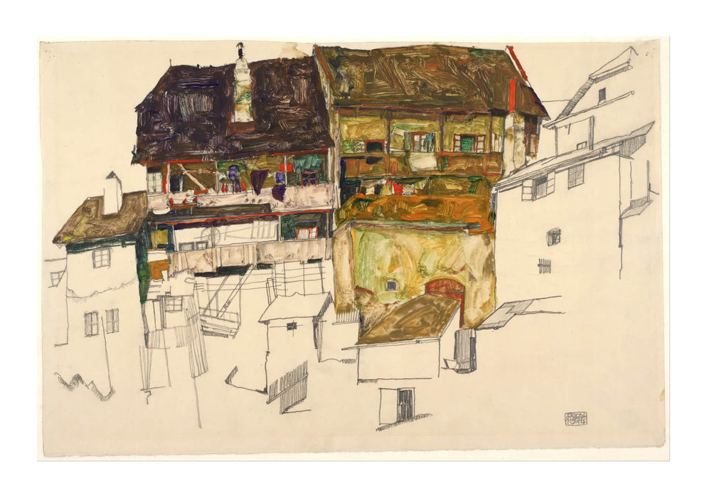 Egon Schiele - Old Houses in Krumau - 1914