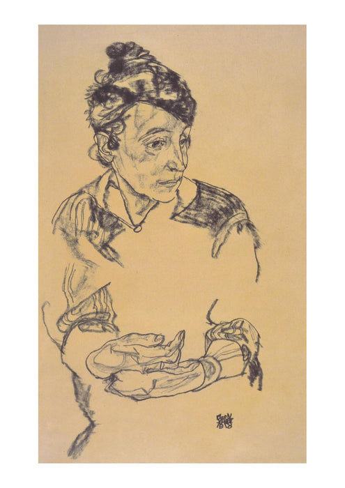 Egon Schiele - Portrait of Woman Sketch