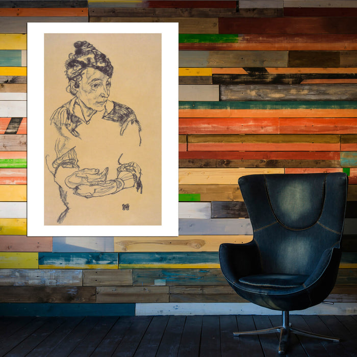Egon Schiele - Portrait of Woman Sketch