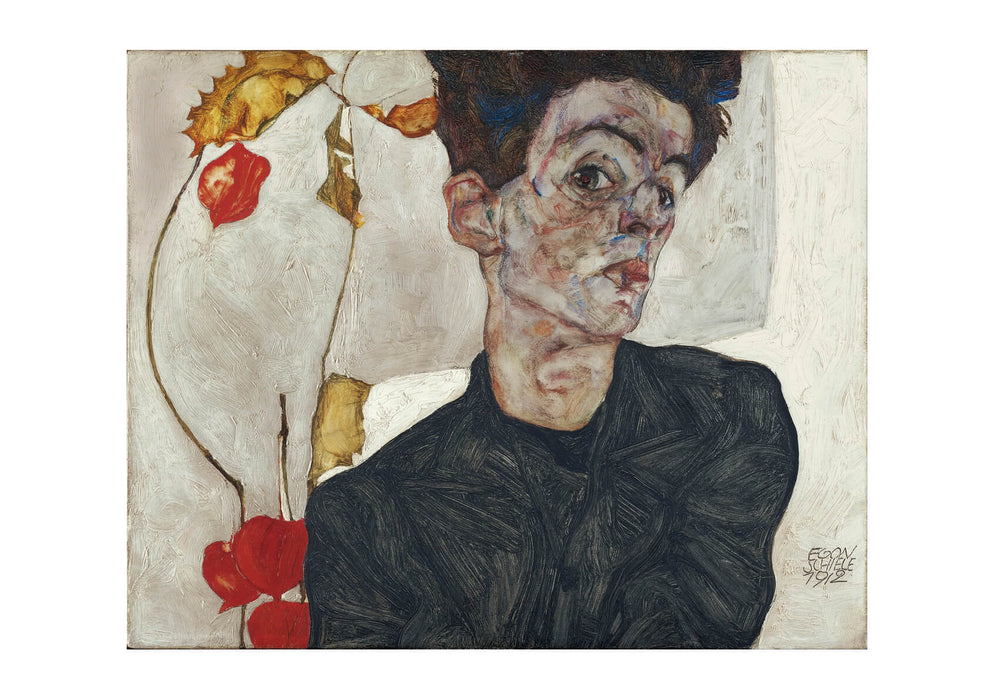 Egon Schiele - Self-Portrait With Physalis