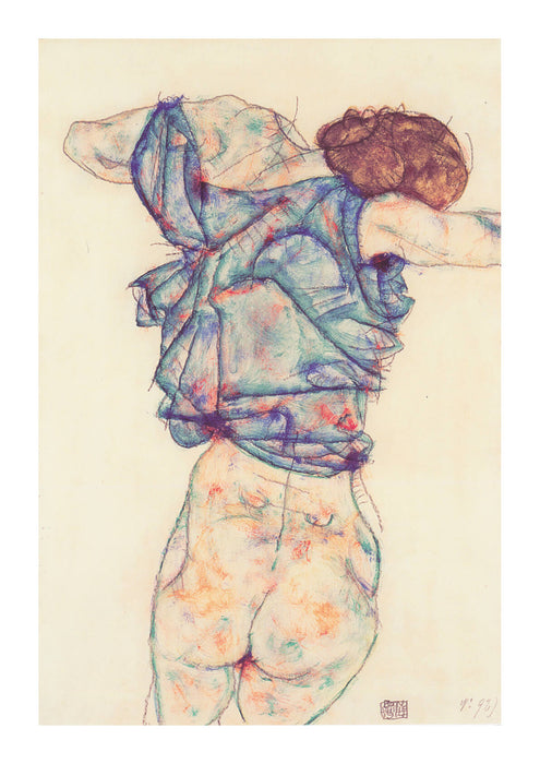 Egon Schiele - Sich entkleidende Frau - 1914