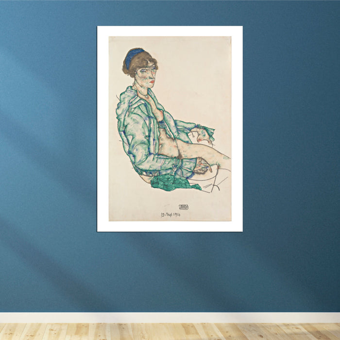 Egon Schiele - Sitting Semi-Nude with Blue Hairband