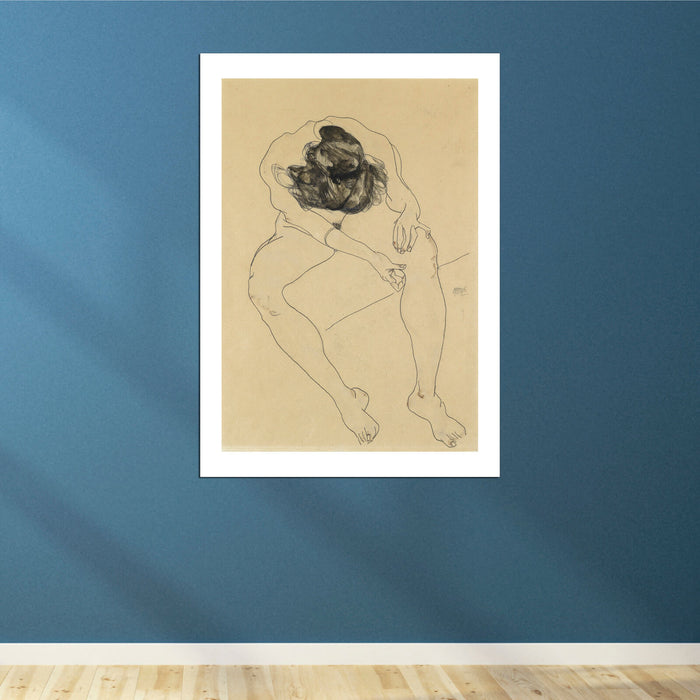 Egon Schiele - Sitzender weiblicher Akt von oben gesehen - 1912
