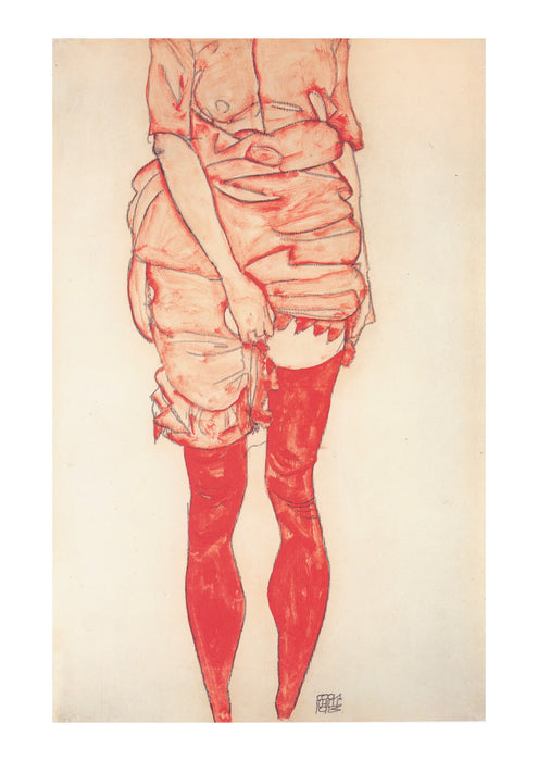 Egon Schiele - Stehende Frau in Rot - 1913