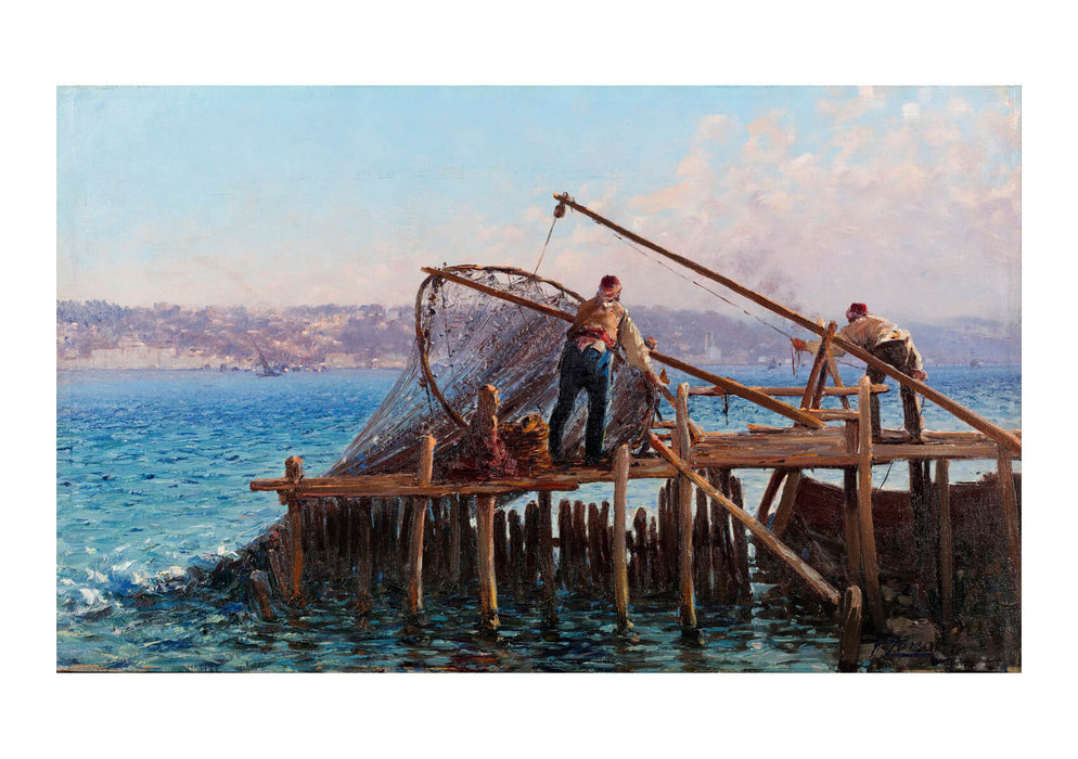 Fausto Zonaro - Fishermen Bringing In The Catch