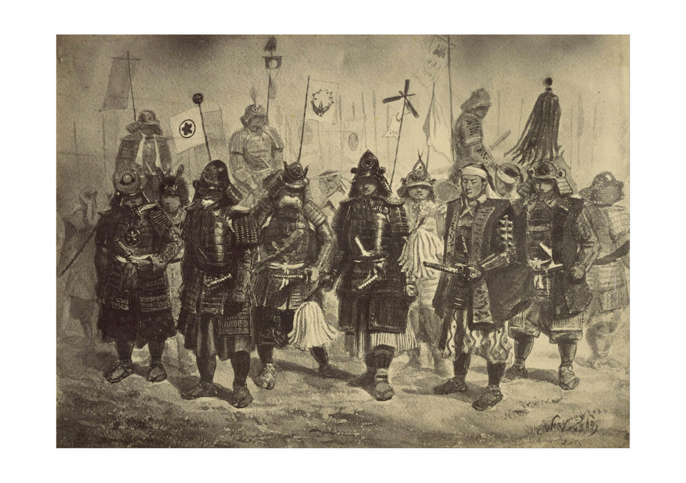 Felice Beato (British born Italy (Photographic Copy of a Drawing of Japanese Warriors by Charles Wirgman)