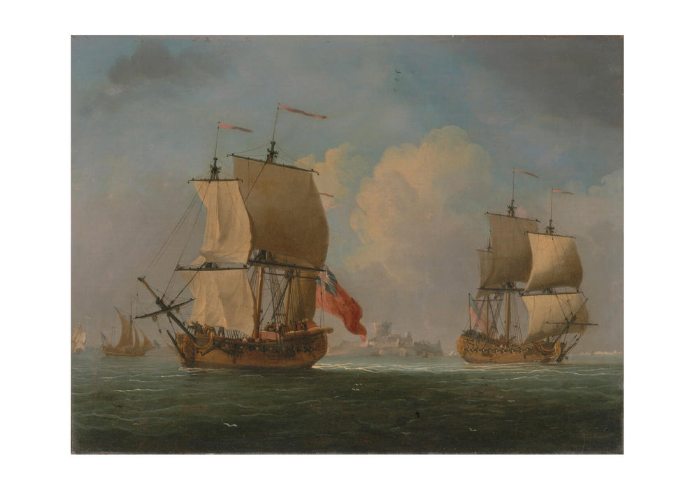 Francis Swaine - An English Sloop and A Frigate
