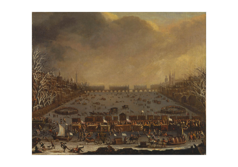 Frost Fair On Thames With Old London Bridge In Distance