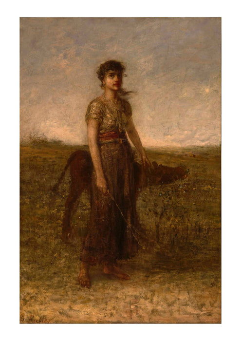 George Fuller - Girl And Calf Led Through Meadows