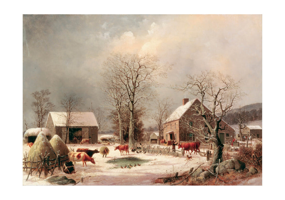 George Henry Durrie - Farmyard In Winter