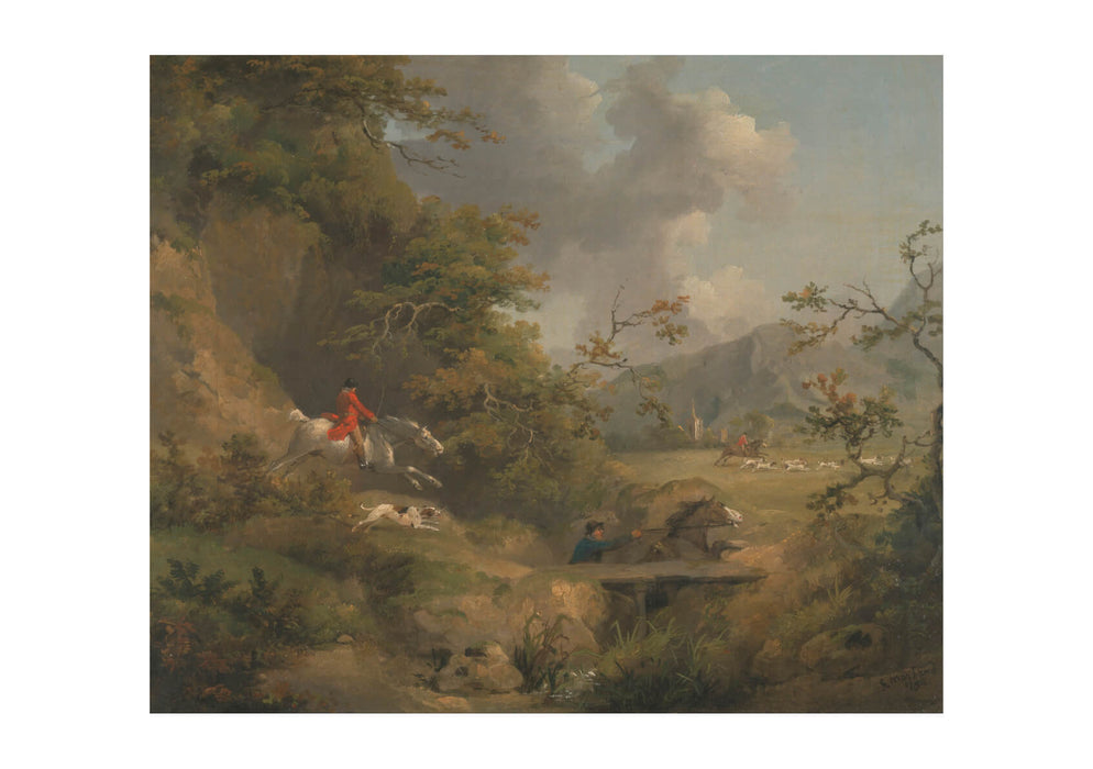 George Morland - Foxhunting In Hilly Country