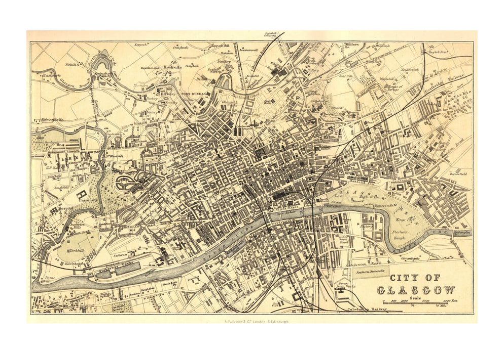 Glasgow Map Scotland 1878