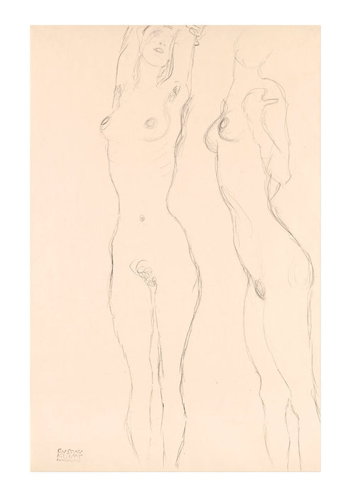 Gustav Klimt - Two Nudes the Left One with Raised Arms