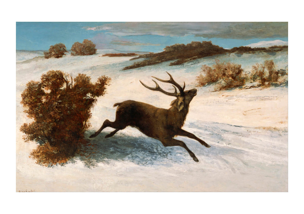 Gustave Courbet - Deer Running In The Snow