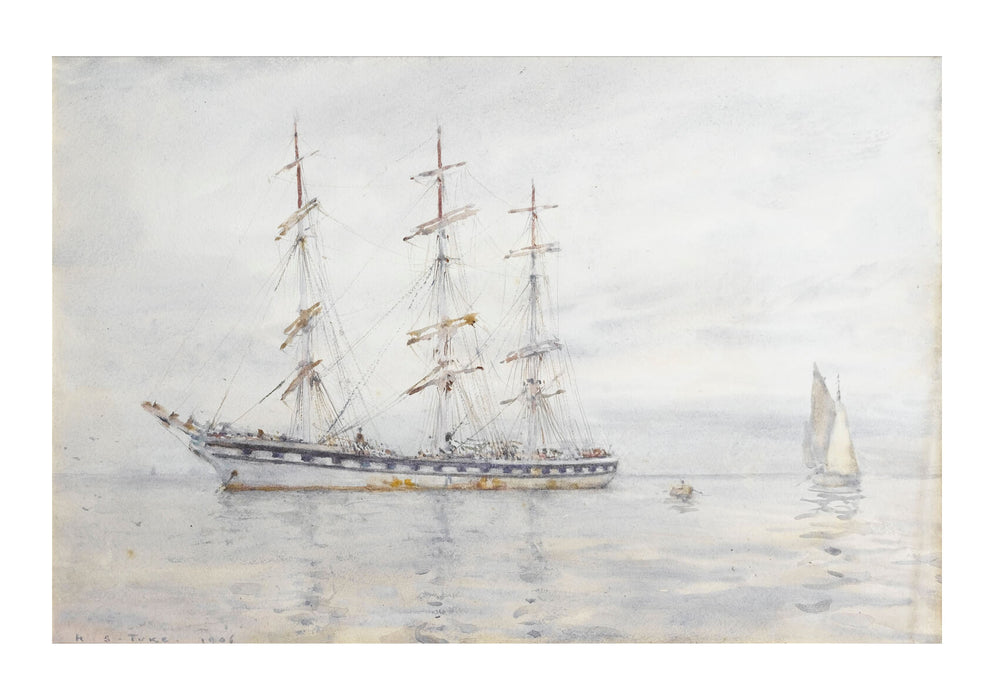 Henry Scott Tuke - A three masted windjammer lying at anchor