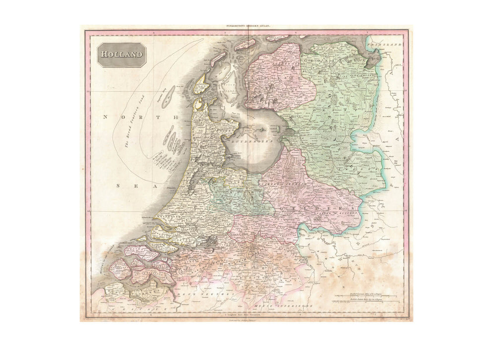 Holland, Netherlands Map Pinkerton 1818