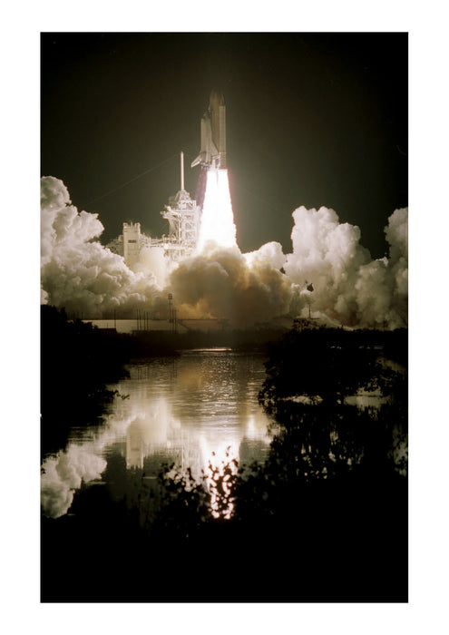 Hubble Telescope - Space Shuttle Discovery Liftoff