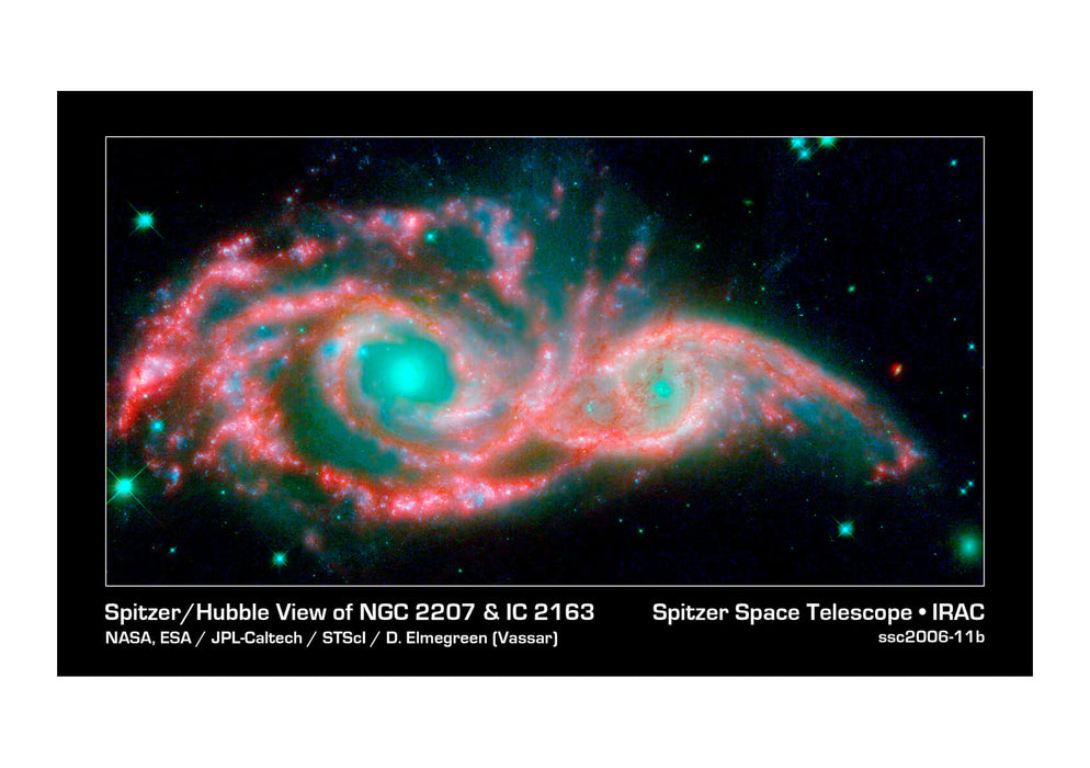 Hubble Telescope - Spitzer, View of NGC 2207 & IC 2163