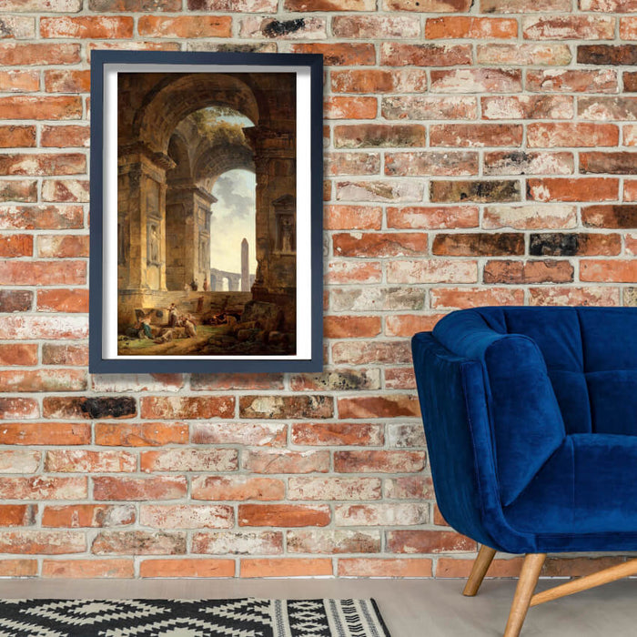 Hubert Robert - Ruins With An Obelisk In The Distance