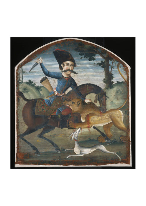Hunter On Horseback Attacked By A Lion