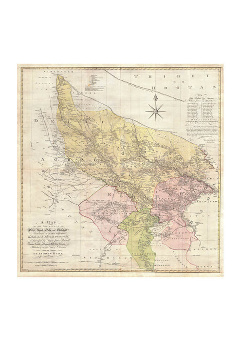 India Map Delhi and Agra Rennell 1777