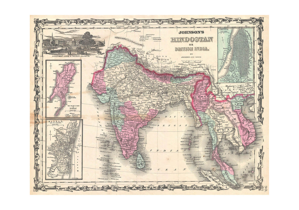 India and South East Asia Map Johnson 1862