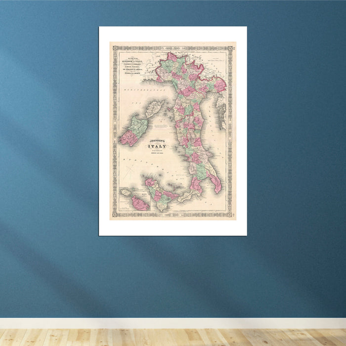 Italy Map Johnson 1864