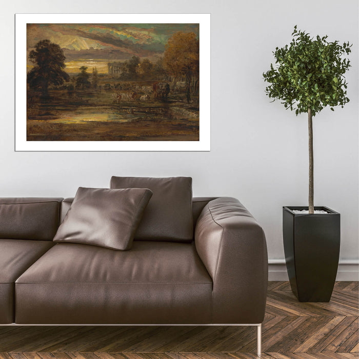 James Ward - Cattle At A Pool At Sunrise